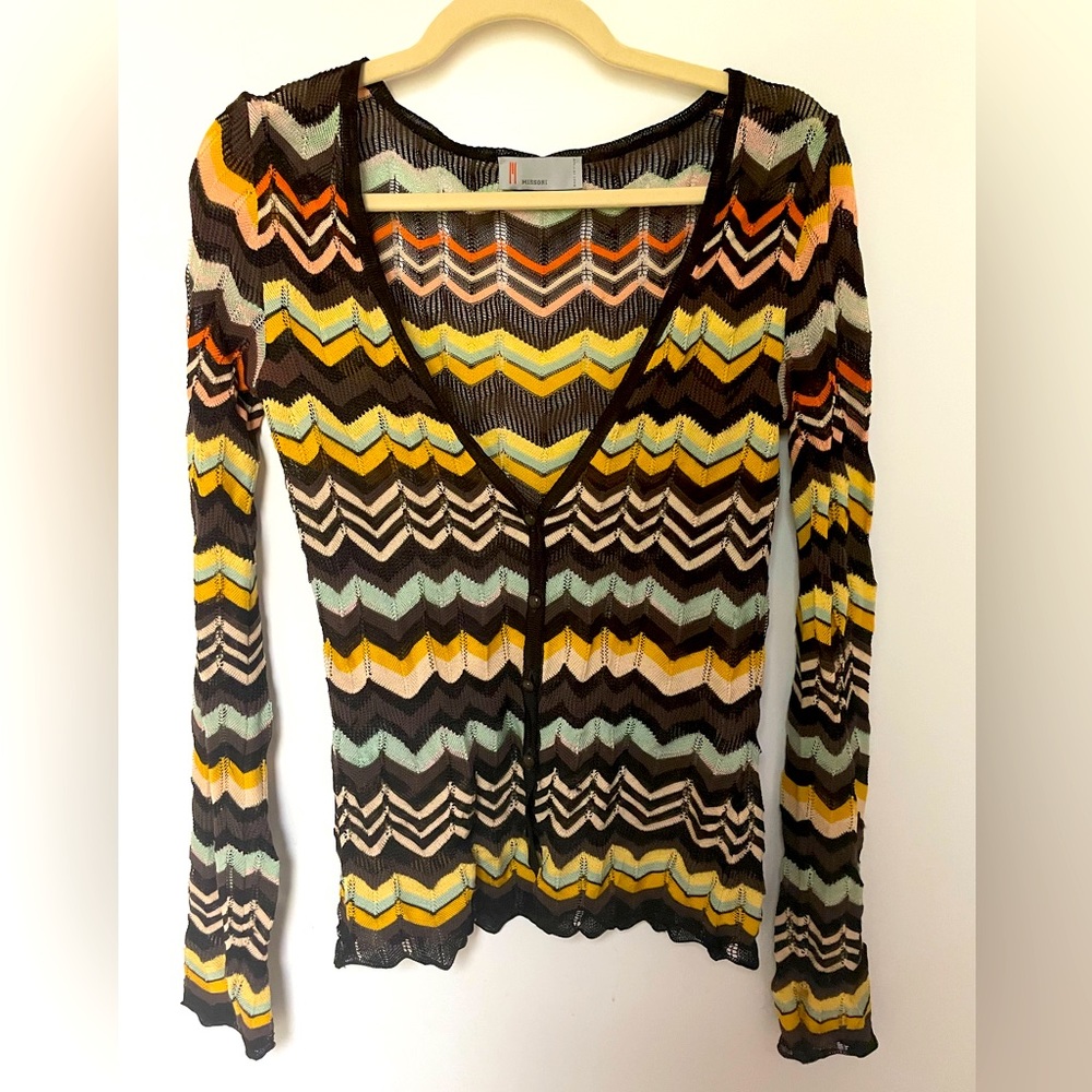 M by Missoni lightweight knit button down cardigan sweater